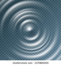 Ripple, Splash Water Waves Surface From Drop Isolated On Transparent Background. White Sound Impact Effect Top View. Vector Circle Ripple Water, Liquid Or Swirl Round Texture Template.