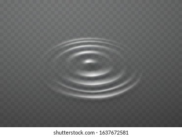 Ripple, splash water waves surface from drop isolated on transparent background. White sound impact effect top view. Vector ripple puddle water, liquid shampoo or gel circular texture template.