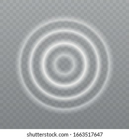 Ripple, splash water waves surface from drop.  Realistic effects of falling drops or sound waves, concentric circles in a puddle.