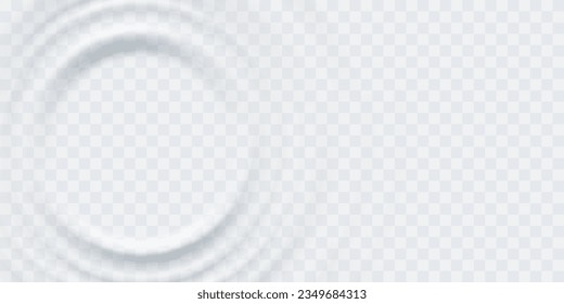 Ripple, splash water waves surface from drop isolated on transparent background. White sound impact effect top view. Vector circle liquid shampoo, cream or gel swirl round texture template	