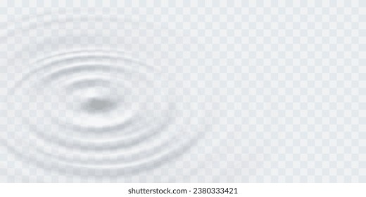 Ripple, splash water waves surface from drop isolated on transparent background. White sound impact effect top view. Vector circle liquid shampoo, cream or gel swirl round texture template