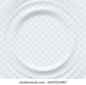 Ripple, splash water waves surface from drop isolated on transparent background. White sound impact effect top view. Vector circle liquid shampoo, cream or gel swirl round texture template