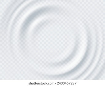 Ripple, splash water waves surface from drop isolated on transparent background. White sound impact effect top view. Vector circle liquid shampoo, cream or gel swirl round texture template