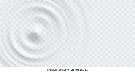 Ripple, splash water waves surface from drop isolated on transparent background. White sound impact effect top view. Vector circle liquid shampoo, cream or gel swirl round texture template