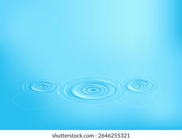 Ondulação, salpicar a superfície das ondas de água da gota isolada no fundo transparente. Vista superior do efeito de impacto de som branco. Água ondulada em círculo vetorial
