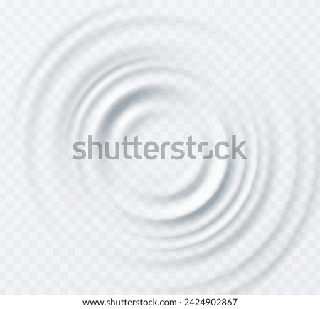 Ripple, splash water waves surface from drop isolated on transparent background. White sound impact effect top view. Vector circle liquid shampoo, cream or gel swirl round texture template