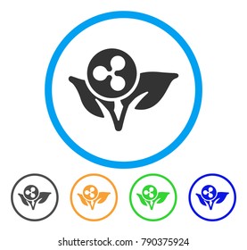 Ripple Sprout Startup rounded icon. Style is a flat gray symbol inside light blue circle with additional colored versions. Ripple Sprout Startup vector designed for web and software interfaces.