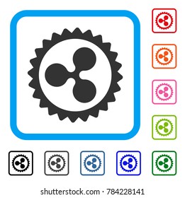Ripple Stamp icon. Flat grey pictogram symbol in a blue rounded square. Black, gray, green, blue, red, orange color versions of Ripple Stamp vector. Designed for web and software UI.