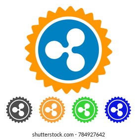Ripple Stamp icon. Vector illustration style is a flat iconic ripple stamp symbol with gray, yellow, green, blue color variants. Designed for web and software interfaces.