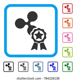 Ripple Star Award icon. Flat gray iconic symbol inside a blue rounded square. Black, gray, green, blue, red, orange color additional versions of Ripple Star Award vector.