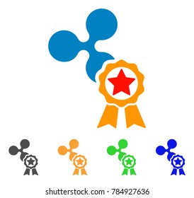 Ripple Star Award icon. Vector illustration style is a flat iconic ripple star award symbol with gray, yellow, green, blue color variants. Designed for web and software interfaces.