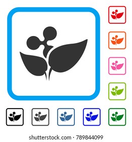 Ripple Startup Sprout icon. Flat gray iconic symbol inside a blue rounded rectangle. Black, gray, green, blue, red, orange color additional versions of Ripple Startup Sprout vector.