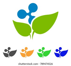 Ripple Startup Sprout icon. Vector illustration style is a flat iconic ripple startup sprout symbol with grey, yellow, green, blue color versions. Designed for web and software interfaces.