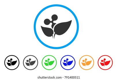 Ripple Startup Sprout rounded icon. Style is a flat grey symbol inside light blue circle with bonus colored variants. Ripple Startup Sprout vector designed for web and software interfaces.