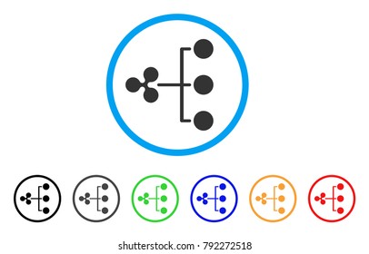 Ripple Structure Diagram rounded icon. Style is a flat grey symbol inside light blue circle with additional colored versions. Ripple Structure Diagram vector designed for web and software interfaces.