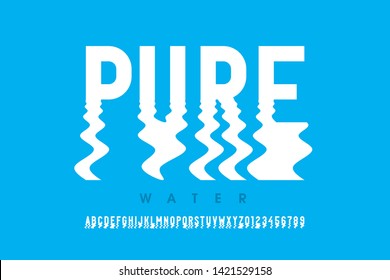 Ripple style font design, alphabet letters and numbers vector illustration