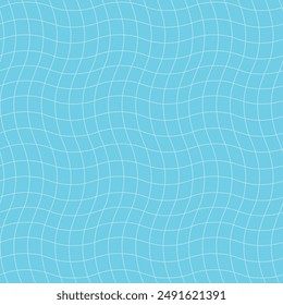 Ripple surface blue pool water seamless pattern with checkered texture. Swimming pool bottom graphic background.