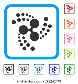 Ripple Swirl Rotation icon. Flat gray pictogram symbol inside a blue rounded rectangle. Black, grey, green, blue, red, pink color additional versions of ripple swirl rotation vector.