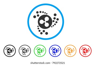 Ripple Swirl rounded icon. Style is a flat grey symbol inside light blue circle with bonus colored versions. Ripple Swirl vector designed for web and software interfaces.