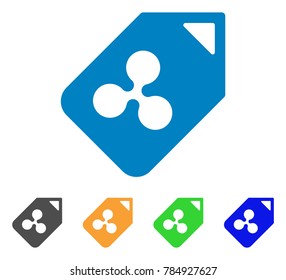 Ripple Tag icon. Vector illustration style is a flat iconic ripple tag symbol with gray, yellow, green, blue color versions. Designed for web and software interfaces.