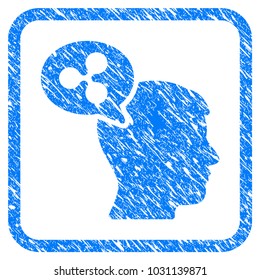 Ripple Thinking Balloon rubber seal stamp watermark. Icon vector symbol with grunge design and dirty texture in rounded square frame. Scratched blue sticker on a white background.
