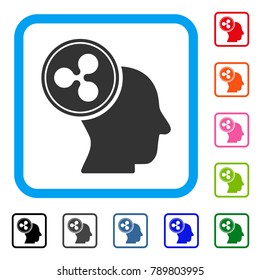 Ripple Thinking Head icon. Flat grey pictogram symbol inside a blue rounded square. Black, gray, green, blue, red, orange color variants of Ripple Thinking Head vector.