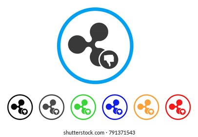 Ripple Thumb Down rounded icon. Style is a flat gray symbol inside light blue circle with bonus color versions. Ripple Thumb Down vector designed for web and software interfaces.