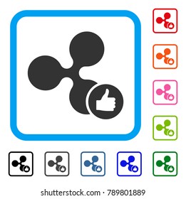 Ripple Thumb Up icon. Flat grey iconic symbol inside a blue rounded frame. Black, gray, green, blue, red, orange color variants of Ripple Thumb Up vector. Designed for web and app interfaces.