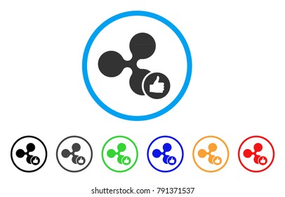 Ripple Thumb Up rounded icon. Style is a flat gray symbol inside light blue circle with additional colored variants. Ripple Thumb Up vector designed for web and software interfaces.