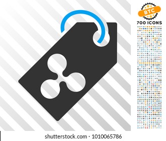 Ripple Token icon with 7 hundred bonus bitcoin mining and blockchain clip art. Vector illustration style is flat iconic symbols designed for cryptocurrency apps.