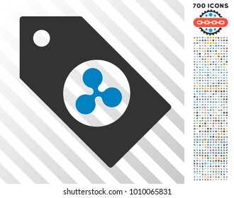 Ripple Token icon with 7 hundred bonus bitcoin mining and blockchain pictures. Vector illustration style is flat iconic symbols designed for cryptocurrency software.