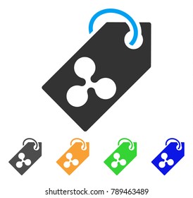 Ripple Token icon. Vector illustration style is a flat iconic ripple token symbol with gray, yellow, green, blue color variants. Designed for web and software interfaces.