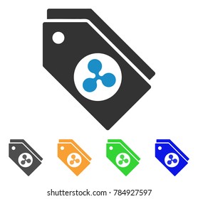 Ripple Tokens icon. Vector illustration style is a flat iconic ripple tokens symbol with grey, yellow, green, blue color versions. Designed for web and software interfaces.