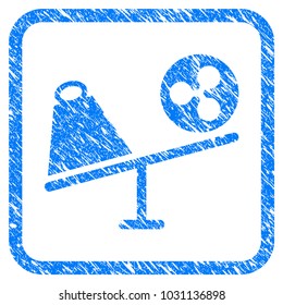 Ripple Trade Swing rubber seal stamp imitation. Icon vector symbol with grunge design and corrosion texture inside rounded square frame. Scratched blue sign on a white background.