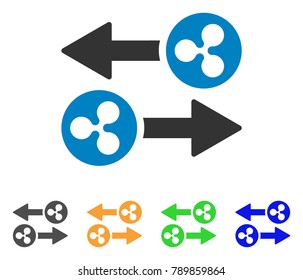 Ripple Transaction Arrows icon. Vector illustration style is a flat iconic ripple transaction arrows symbol with gray, yellow, green, blue color versions. Designed for web and software interfaces.