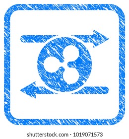 Ripple Transaction Arrows rubber seal stamp watermark. Icon vector symbol with grunge design and dust texture inside rounded rectangle. Scratched blue stamp imitation on a white background.