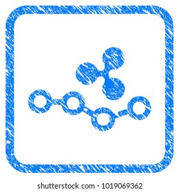 Ripple Trend rubber seal stamp watermark. Icon vector symbol with grunge design and corrosion texture in rounded square frame. Scratched blue sticker on a white background.