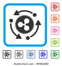 Ripple Turnover icon. Flat gray iconic symbol inside a blue rounded frame. Black, gray, green, blue, red, orange color versions of Ripple Turnover vector. Designed for web and app interfaces.