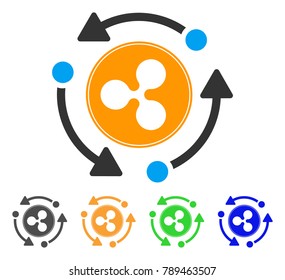 Ripple Turnover icon. Vector illustration style is a flat iconic ripple turnover symbol with gray, yellow, green, blue color variants. Designed for web and software interfaces.