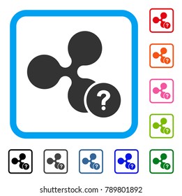 Ripple Unknown Status icon. Flat grey iconic symbol in a blue rounded rectangle. Black, gray, green, blue, red, orange color additional versions of Ripple Unknown Status vector.