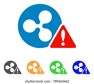 Ripple Warning icon. Vector illustration style is a flat iconic ripple warning symbol with grey, yellow, green, blue color versions. Designed for web and software interfaces.