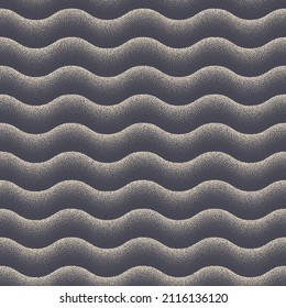 Ripple Wavy Lines Vector Seamless Pattern Grey Abstract Background. Waveform Smooth Line Frequency Signal Noise Texture. Curved Stripes Vibration Effect Repetitive Wallpaper. Art Grainy Subtle Texture