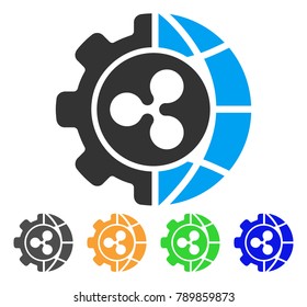 Ripple World Industry icon. Vector illustration style is a flat iconic ripple world industry symbol with gray, yellow, green, blue color versions. Designed for web and software interfaces.