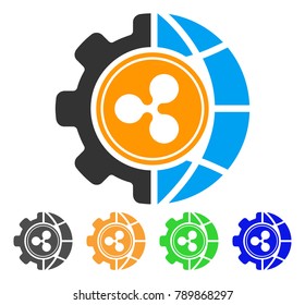 Ripple World Industry icon. Vector illustration style is a flat iconic ripple world industry symbol with gray, yellow, green, blue color variants. Designed for web and software interfaces.