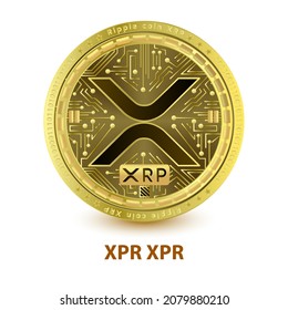 RIPPLE XRP 3D Vector illustration Silver golden on white background. Coins cryptocurrency blockchain (crypto currency) digital currency, alternative currency . Future currency replacement technology.