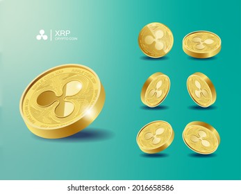 Ripple XRP Cryptocurrency Coins. Perspective Illustration about Crypto Coins. svg