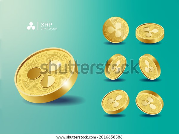 Ripple Xrp Cryptocurrency Coins Perspective Illustration Stock Vector ...