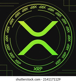 Ripple XRP vector symbol with cryptocurrency themed background design. Blockchain currency modern banner. Vector illustration banner.