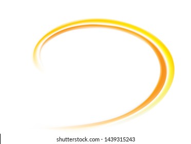 Rippled fluid fond with space for text in glowing white milk center. Beautiful curl fluid surface icon sign logo vivid hot color. Circle fresh mix sweet carrot, apricot, melon, pumpkin dessert syrup