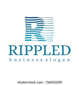 Rippled R Letter Monogram Vector Logo Template